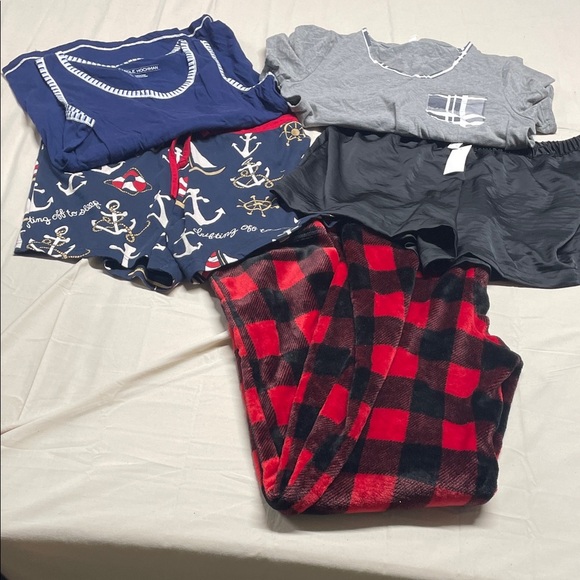 None Other - Anchor and Plaid Women's Pajama Set